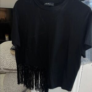 Trendy Boutique Black Fringe Top NWOT